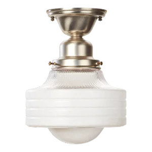 Mid-Century Modern Clear and White Glass Ceiling Mount Kitchen Light