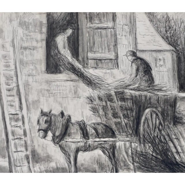 Late 19th Century Late 19th Century Large Maximilien Luce Farm Scene Mixed Media Drawing For Sale - Image 5 of 9
