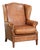 English Sheepskin Wing Armchair in Light Cognac Color For Sale