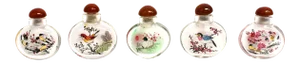 Reverse Painted Snuff Bottles With Birds - Set of 5