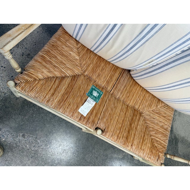 Vintage Persnickety Ladderback Rustic Farmhouse Bench For Sale - Image 11 of 12