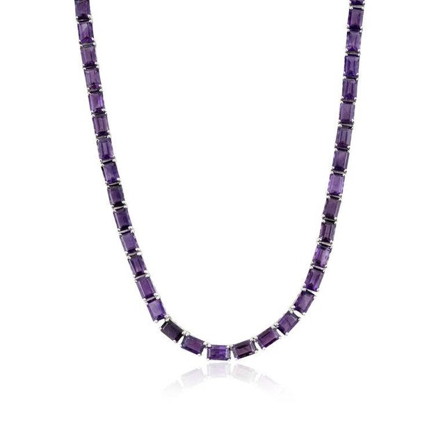Gemstone 38.6 Ct Purple Amethyst Necklace in Solid 925 Sterling Silver For Sale - Image 7 of 12