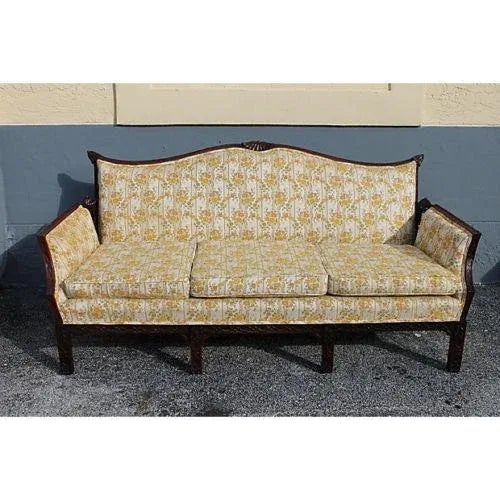 A masterpiece highly detailed, carved wood chinoiserie style antique sofa. Sofa has very ornate, meticulous carving all...