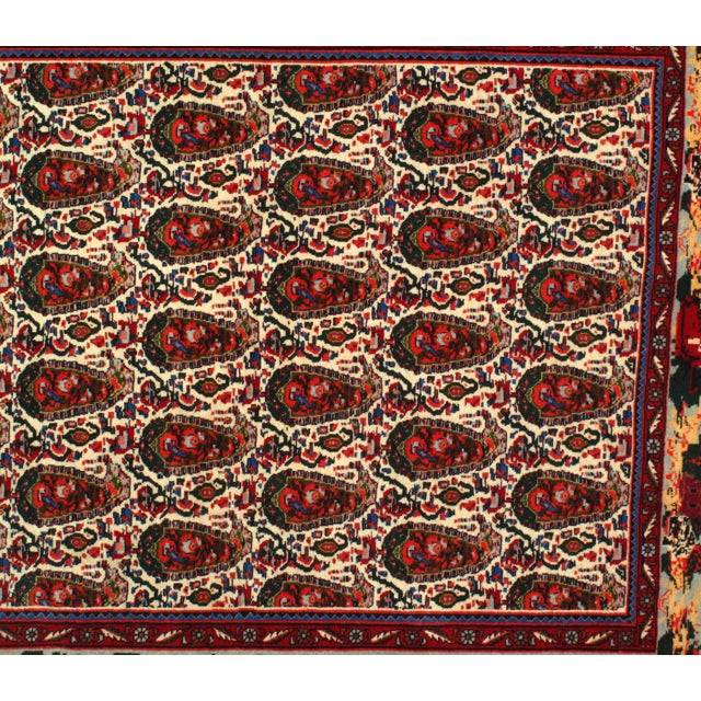 Persian 1980s Persian Seneh Hand-Knotted Rug - 4′2″ × 4′11″ For Sale - Image 3 of 5