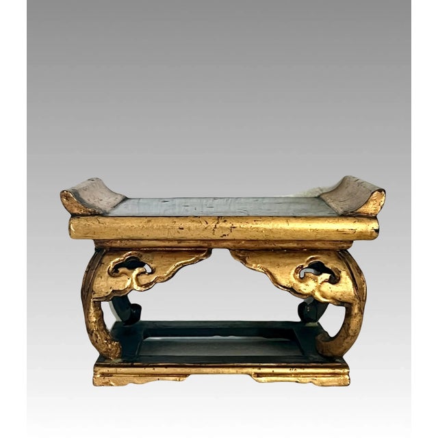 A black/ebony and gilt / gold rectangular altar style display stand for displaying a vase, statue, carving or any of your...
