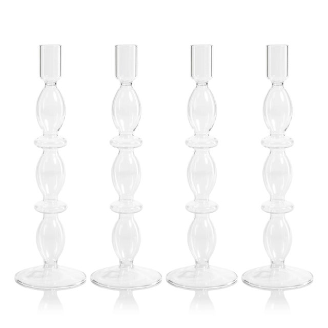 Salerno Glass Taper Candle Holders, Set of 4 For Sale - Image 4 of 4