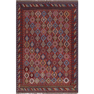 1970s Semi Vintage Tribal Soumakh Wool Rug - 6'4" X 8'6" For Sale