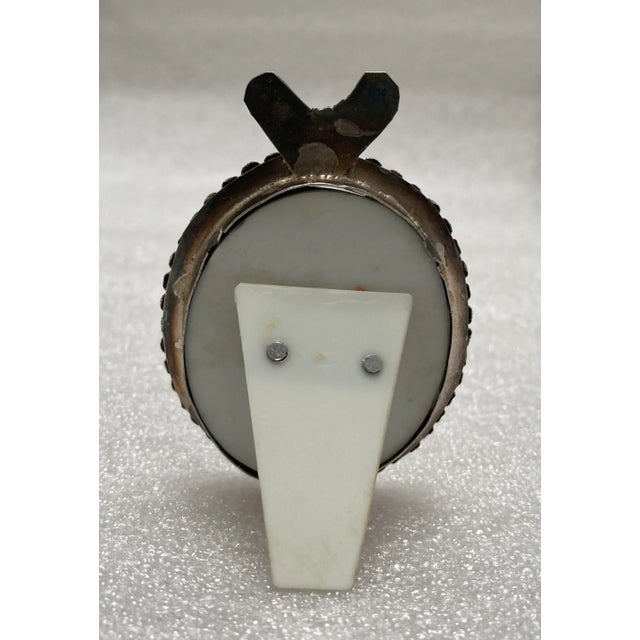 Vintage Silver Pearl Motif Oval Mini Picture Frame For Sale - Image 4 of 7