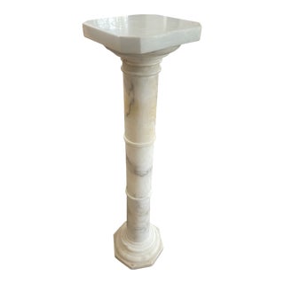 1946 White Marble Column Pedestal For Sale