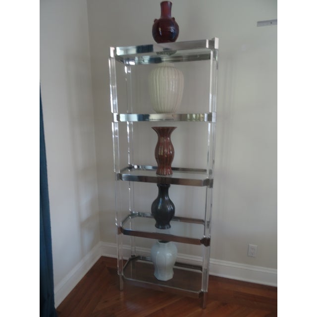 1960s Lucite and Stainless Steel 5 Shelf Etagere Attributed to Charles Hollis Jones For Sale In Los Angeles - Image 6 of 9