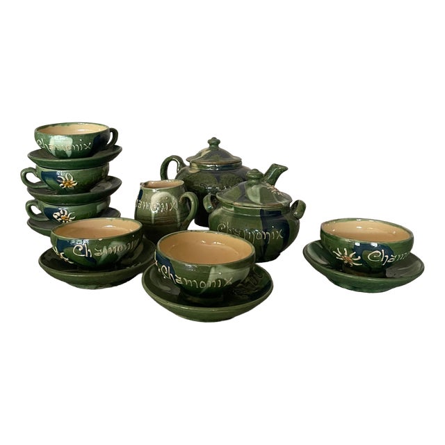 Ceramic Tableware from Chamonix, 1960s, Set of 9 For Sale