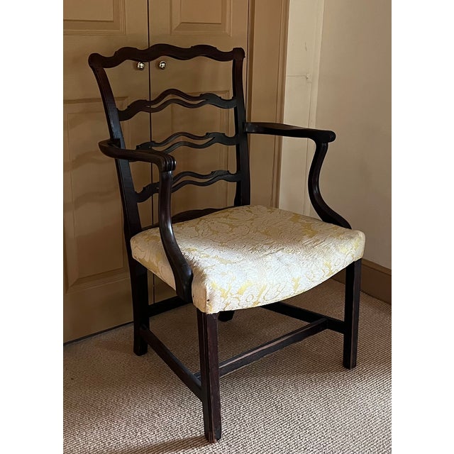 Wood Antique Early 19th Century English George III Carved Mahogany Ribbon Back Arm Chair, Circa 1800 For Sale - Image 7 of 15
