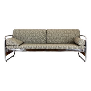 Bauhaus Tubular Steel and Chrome Sofa, Czechoslovakia, 1940s For Sale