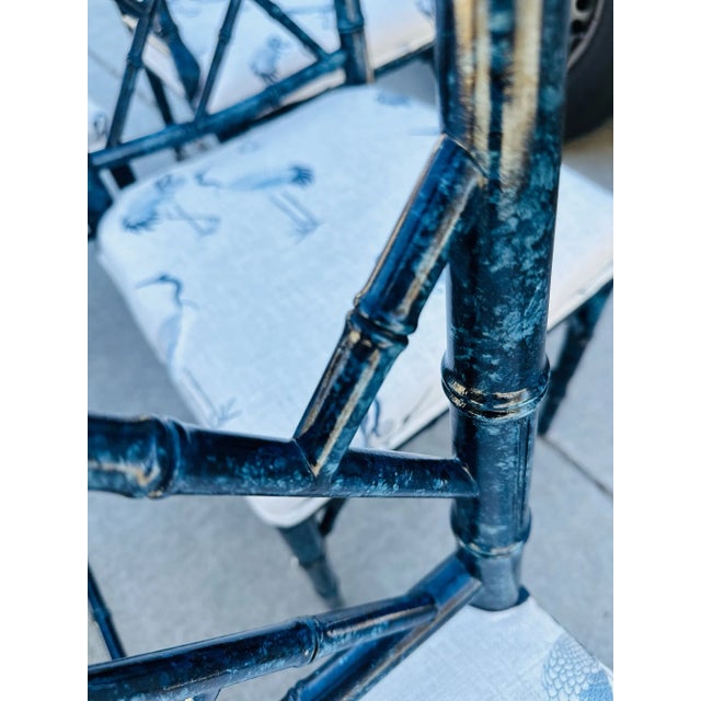 1960s Faux Turquoise Chinese Chippendale Dining Chairs, Set of Six For Sale - Image 5 of 9