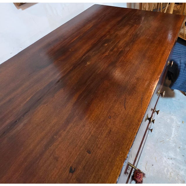 Antique American Classical Bookmatched Crotch Black Walnut Chest of Drawers With Turned Bun Feet, Circa 1845 For Sale - Image 13 of 16