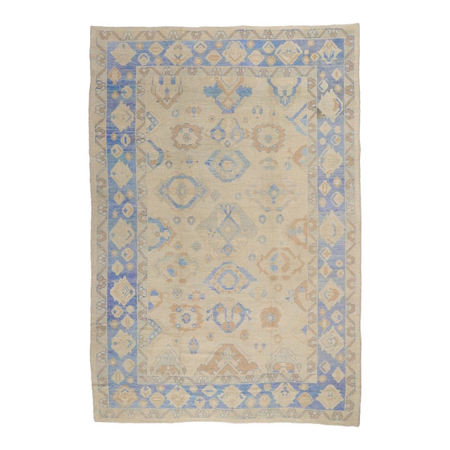 Vintage Modern Turkish Oushak Rug - 10'00 X 14'07 For Sale