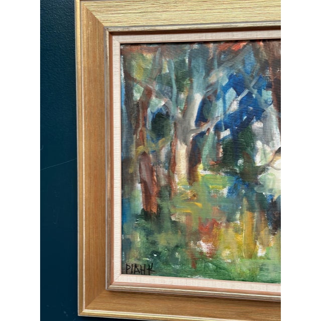 Original Swedish Oil on Canvas – “Neighbor’s House” by Pia Hesselmark‑Campbell – Signed – Vintage & Framed – 61 × 53.5 cm...