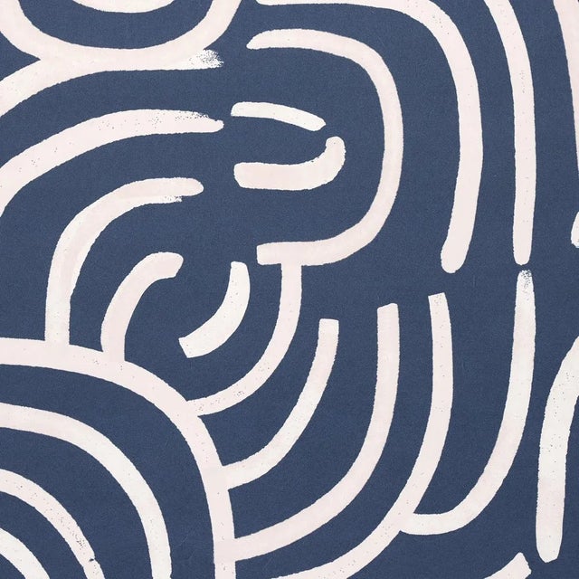 Mid-Century Modern Sample - Schumacher x BACKDROP New Beat Wallpaper in Dark Blue For Sale - Image 3 of 5