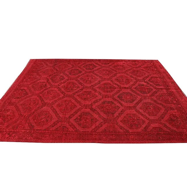 Red Vintage Overdyed Kilim Rug For Sale - Image 4 of 7