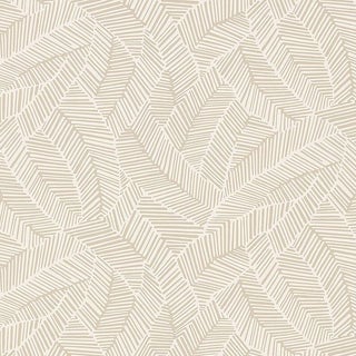 Schumacher Abstract Leaf Geometric Stripes Wallpaper in Linen Beige - 2-Roll Set (9 Yards) For Sale