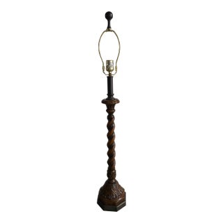 Barley Twist Wood Lamp, 20th Century For Sale