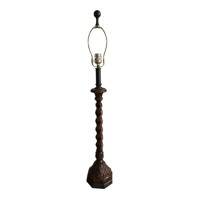 Barley Twist Wood Lamp, 20th Century For Sale
