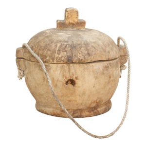 Antique Country Style Wooden Lidded Pot