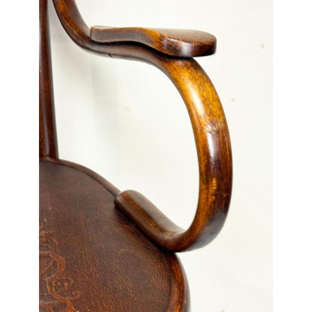 Brown Beech Armchair from Fischel, 1900s For Sale - Image 8 of 11