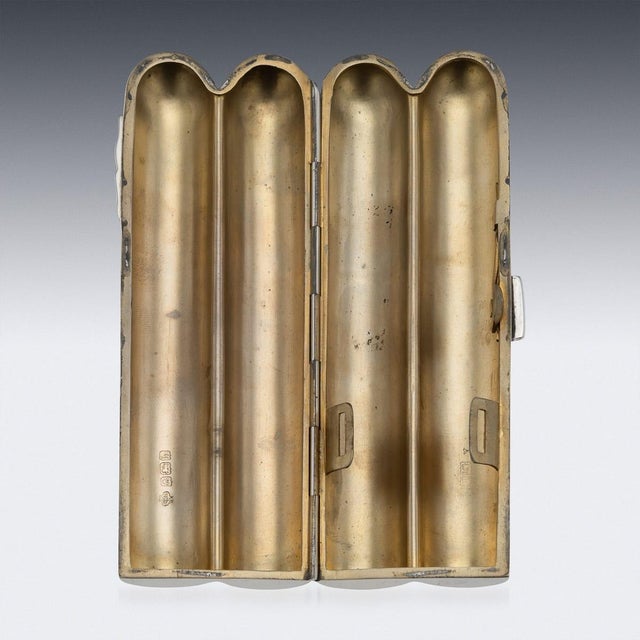 1900 - 1909 Antique English Silver Cigar Case, 1907 For Sale - Image 5 of 11