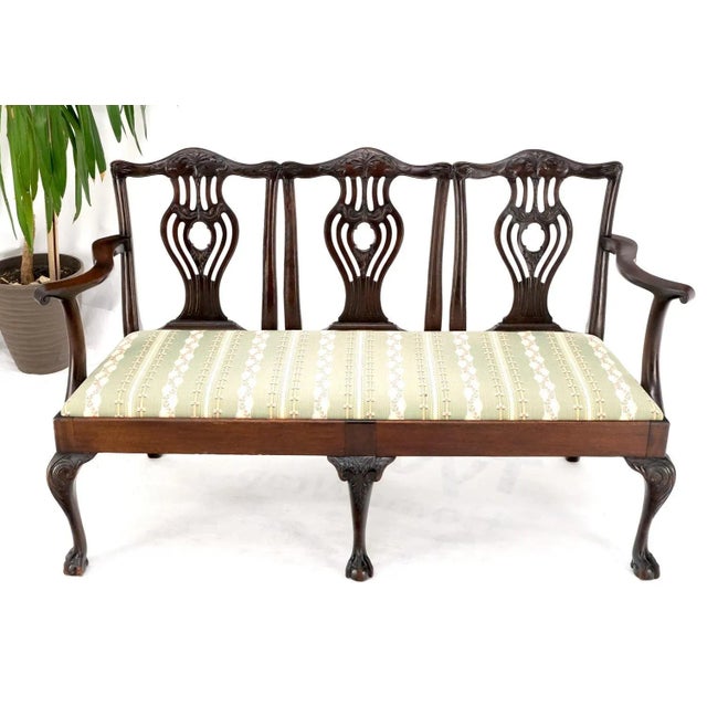 19th Century triple ball & claw armchair style settee bench sofa chippendale.