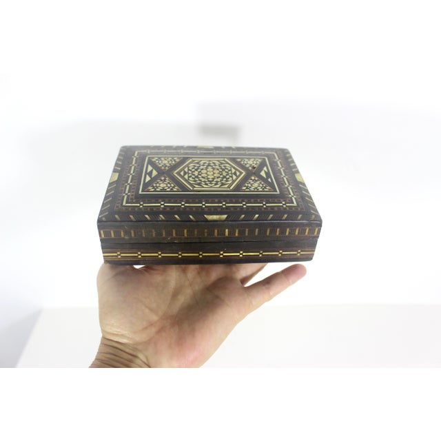 Vintage Inlaid Wood Bone Inlay Box For Sale - Image 4 of 14