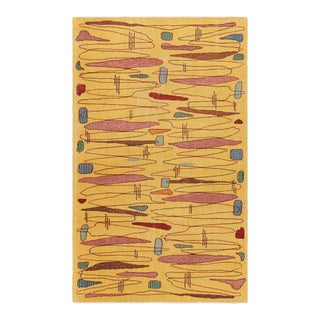 Vintage Zeki Müren Rug in Gold With Geometric Patterns, From Rug & Kilim For Sale