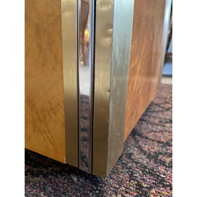 1980s Long Mirrored Top Burled Mahogany Bar For Sale - Image 12 of 12