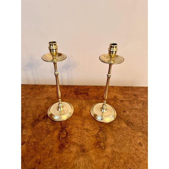 Early 20th Century Antique Brass Candlesticks, 1900, Set of 2 For Sale - Image 5 of 6