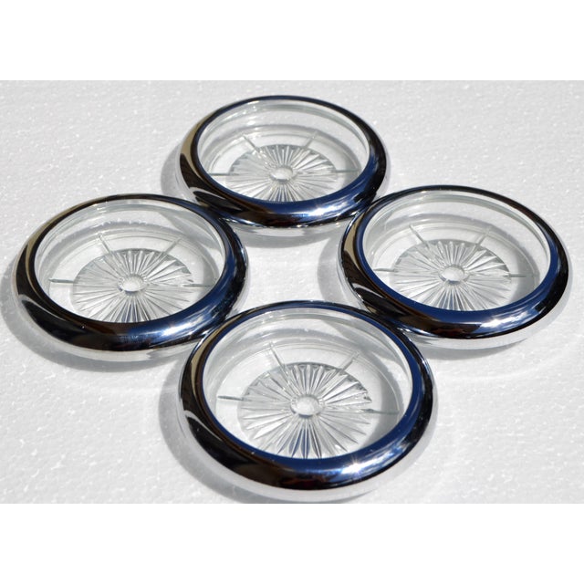 Gorham Silver Co. 1980s Leonard Style Italy Silverplate & Crystal Wine Glass Coasters- Set of 4 For Sale - Image 4 of 12