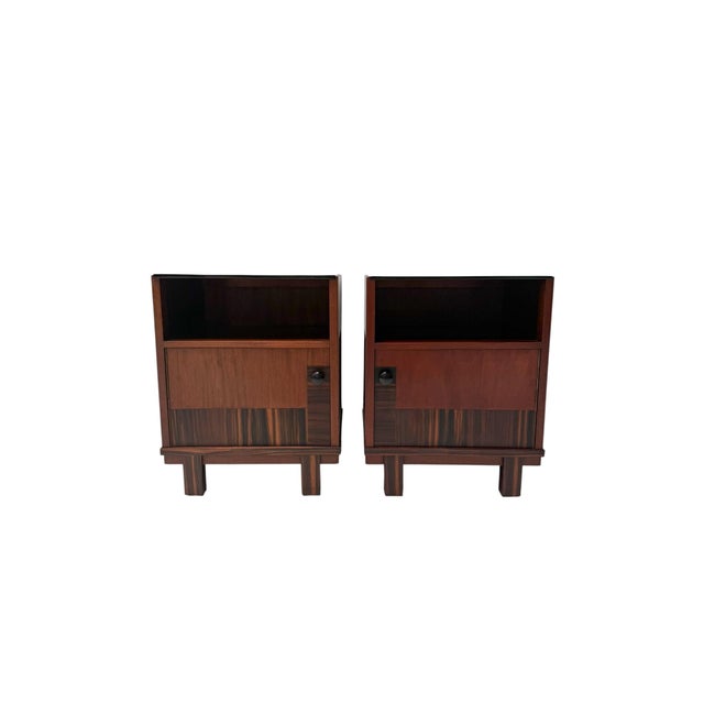 Brown Dutch Art Deco Walnut Nightstands by Max Coini, 1920s, Set of 2 For Sale - Image 8 of 10