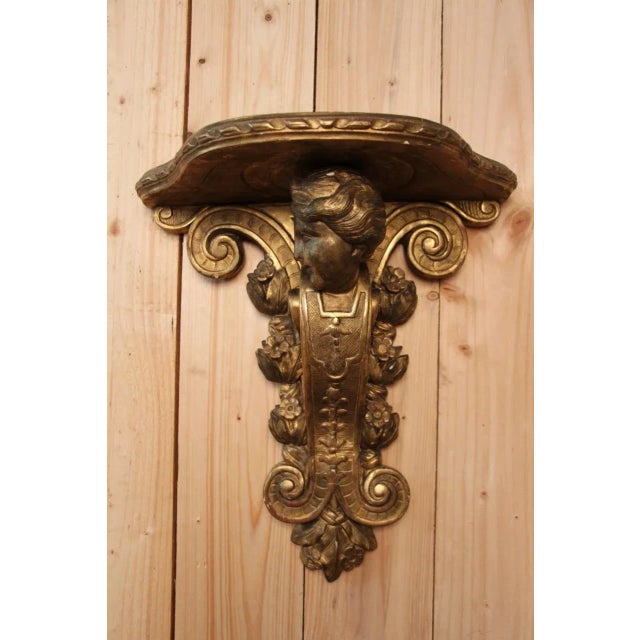 Large Antique Wall Console in Gilded Wood For Sale - Image 9 of 9
