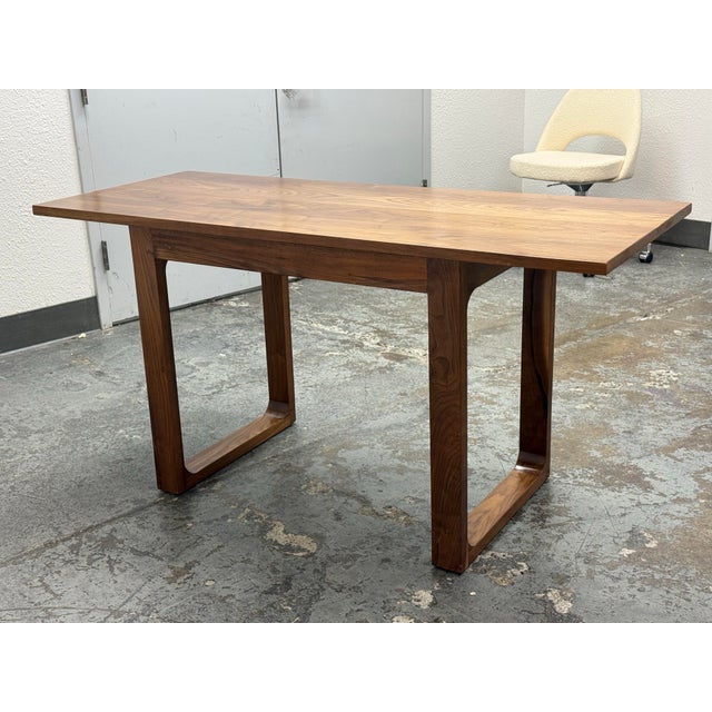 2020s Mid-Century Modern Bespoke Walnut Writing Desk For Sale - Image 5 of 12