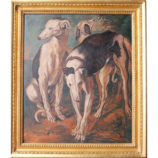 "Three Greyhounds" Contemporary Hunting Scene Painting by Jonathan Adams, Framed For Sale