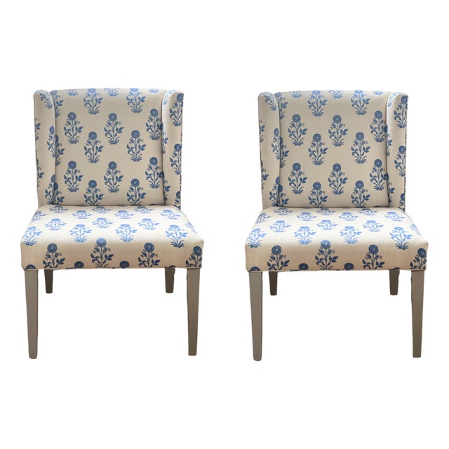 Blue and White Accent Chairs For Sale