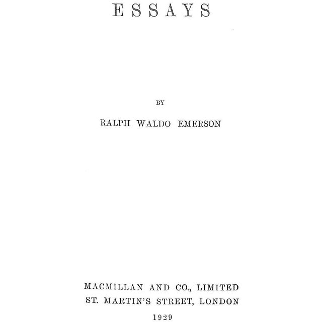 "Essays" 1929 Emerson, Ralph Waldo- Set of 2 For Sale - Image 9 of 9