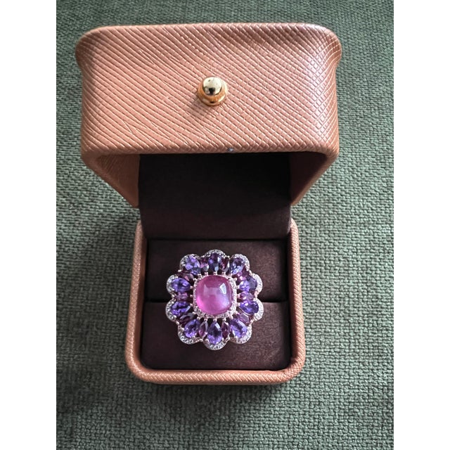Classic Italian Bochic "Capri" Ruby & Amethyst Ring Set In 18K Gold & Silver For Sale - Image 12 of 18