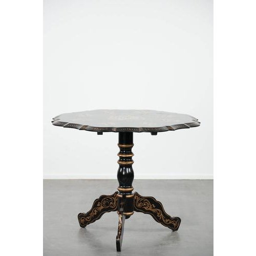 Antique English Hand-Painted Floral Tilt-Top Table, Late 19th Century. For Sale - Image 4 of 18