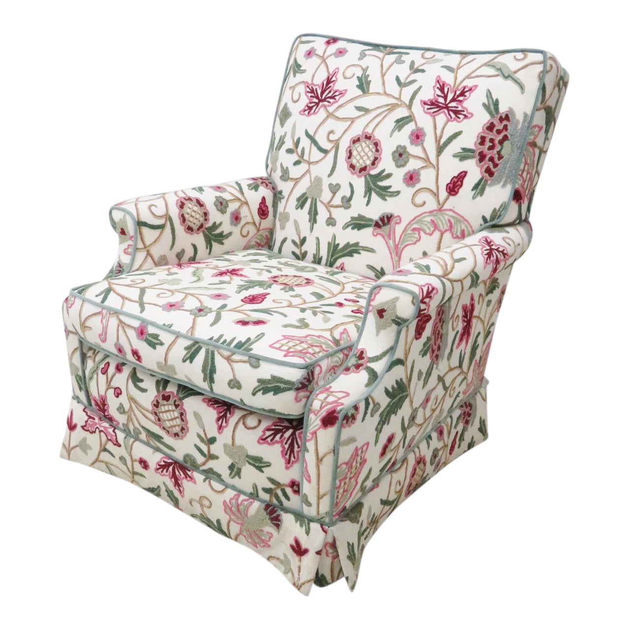 Floral Crewelwork Club Chair | Chairish