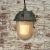 Vintage Industrial Pendant Light in Grey and Clear Striped Glass For Sale - Image 5 of 6