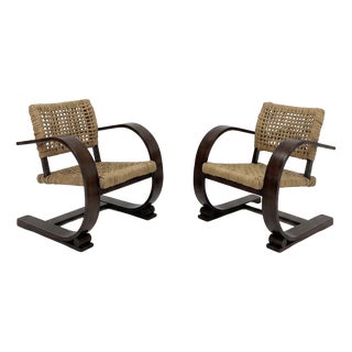 Armchairs by Adrien Audoux and Frida Minnet for Vibo Vesoul, 1950s, Set of 2 For Sale
