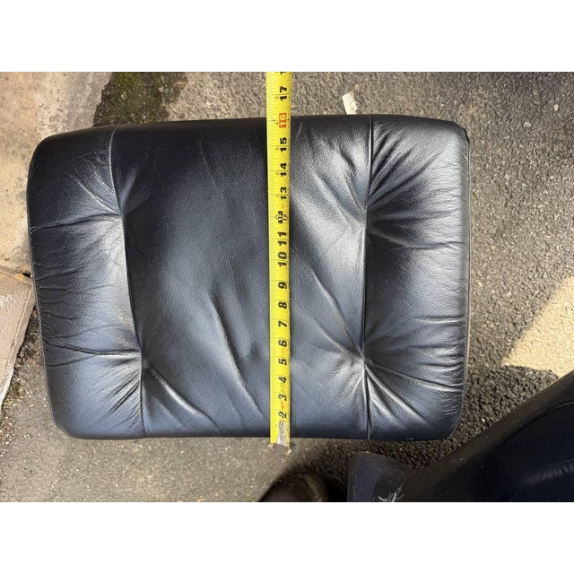 Black Vintage Ekornes Stressless Black Leather Recliner & Ottoman For Sale - Image 8 of 18