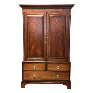 Ethan Allen “Newport” Collection Figured Mahogany Armoire For Sale