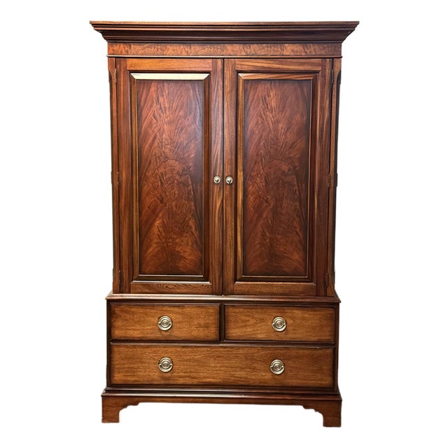 Ethan Allen “Newport” Collection Figured Mahogany Armoire For Sale