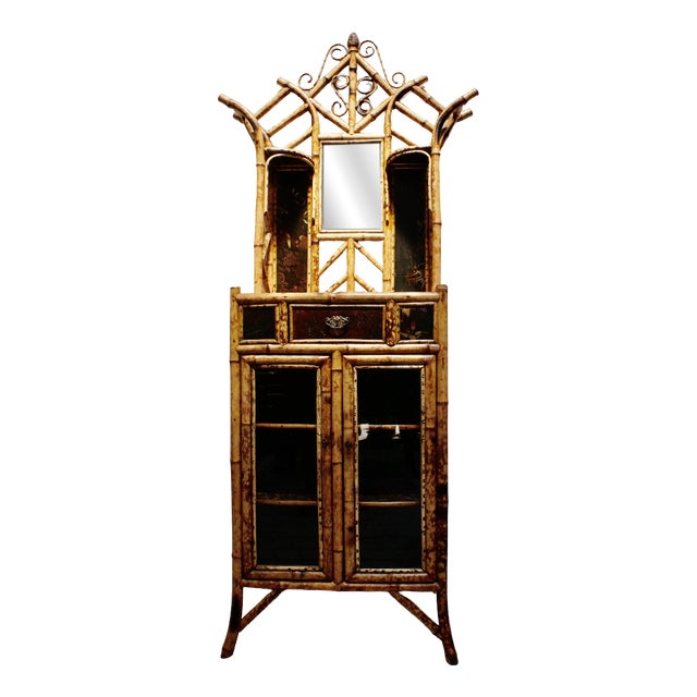 Victorian Glazed Bamboo Cabinet, 1880s For Sale